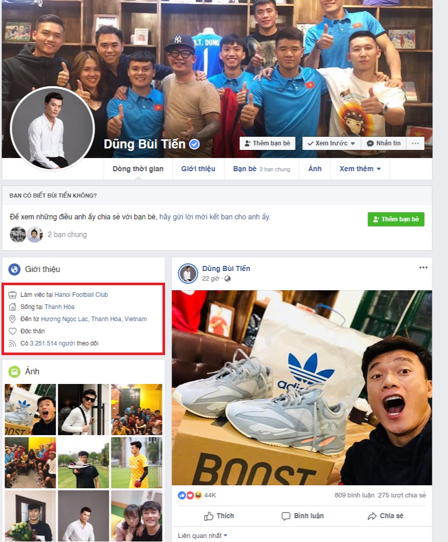 Facebook của thủ môn Bùi Tiến Dũng vượt mốc 3 triệu người theo dõi